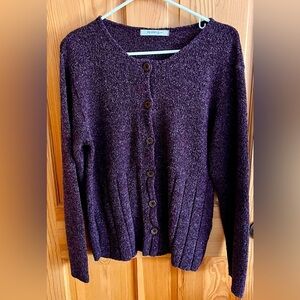 Aly-Wear Women's Size Medium Marled Purple Greetl Cardigan Sweater Buttons Slits